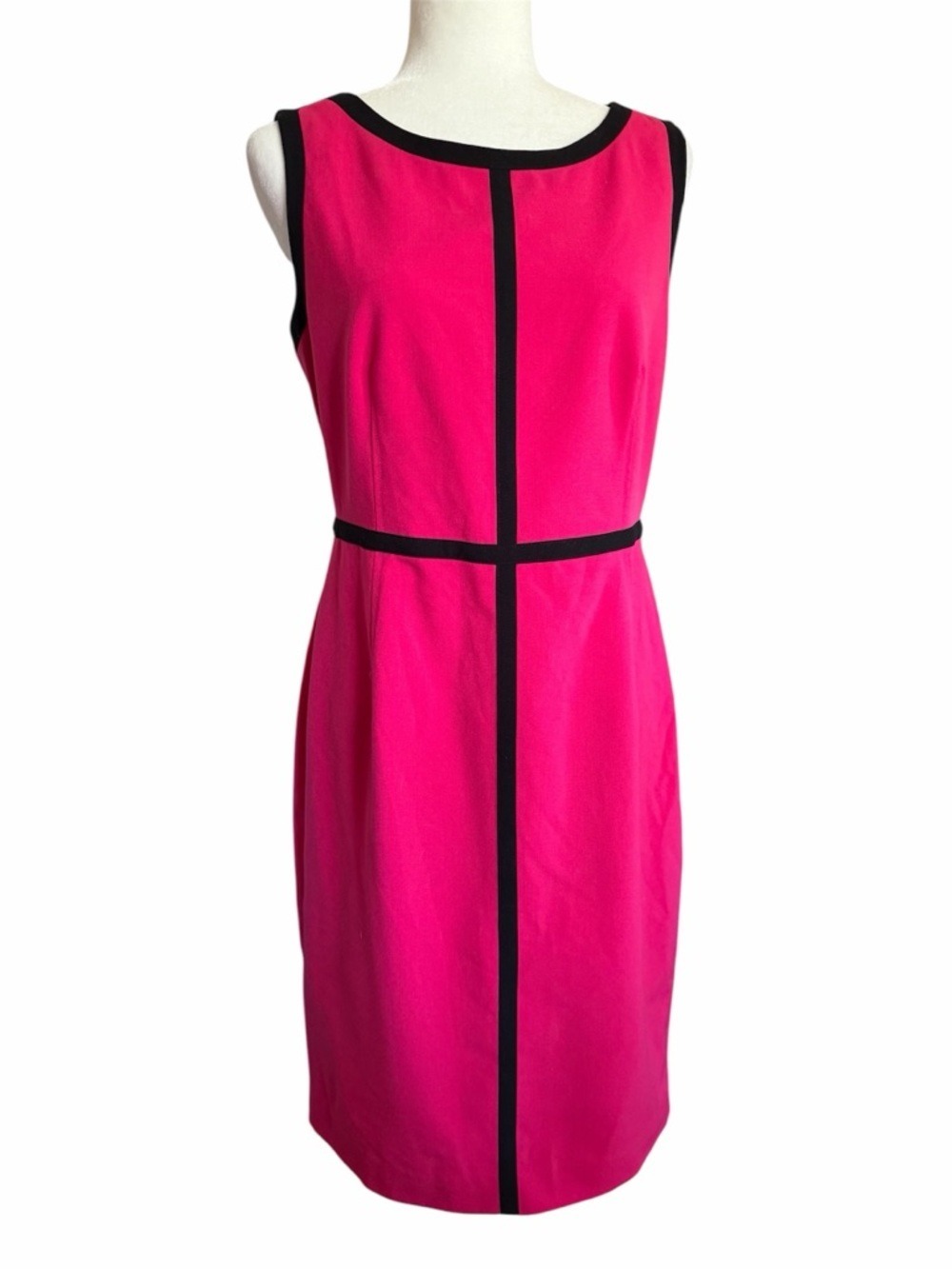 Calvin Klein Sleeveless Sheath Vibrant Pink with Black Trim
